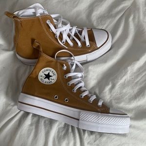 NEVER WORN custom brown platform high top converse